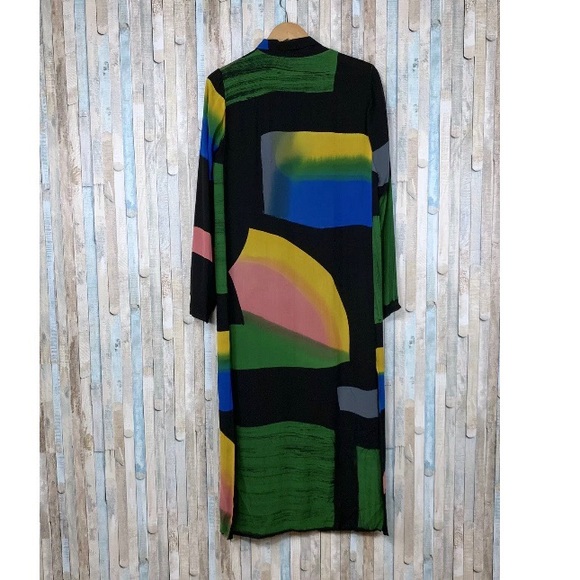 Issey Miyake M Colorful Silk Maxi Shirt Dress Rare - Picture 4 of 8